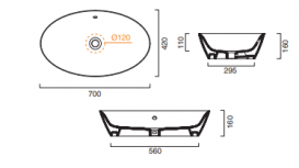 Раковина для ванной накладная овальная Catalano Velis 70х42 керамика цвет белый 170APVL00