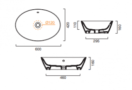 Раковина для ванної накладна овальна Catalano Velis 60х42 кераміка колір білий 160APVL00