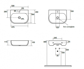 Раковина для ванної накладна / підвісна Kerasan Nolita 50х45 санфарфор горіхово-коричнева 534081