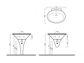 Раковина для ванної накладна / підвісна Hatria Sculture 58.5x77 см санфарфор білий YR3701