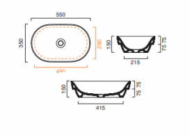 Раковина для ванної накладна полувстраіваемие Catalano Sfera 55х35 кераміка колір білий 155ASFN00