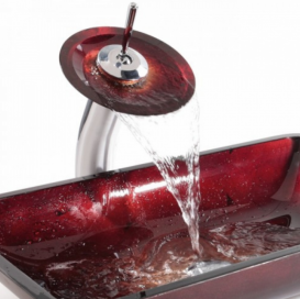 Раковина для ванної накладна скляна Kraus GVR-200-RE-15mm