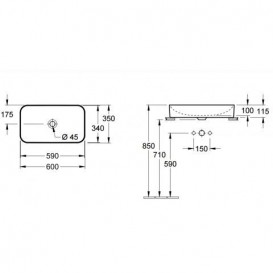Раковина для ванной накладная Villeroy&Boch коллекции Finion белая 414361R1