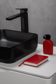 Раковина для ванної накладна Volle 36х36 см кераміка чорний матовий 13-01MBlack-035