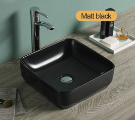 Раковина для ванної накладна Volle 36х36 см кераміка чорний матовий 13-01MBlack-035