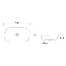 Раковина для ванної накладна Volle 59х42,5 см кераміка темний мармур 13-40-255MAR