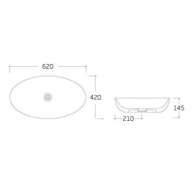 Раковина для ванної накладна Volle 62х42 см кераміка білий 13-01-636