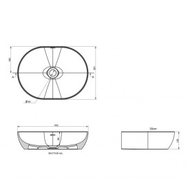 Раковина для ванної накладна Volle Amadeus 50х38 см кераміка чорна 13-01-06Black