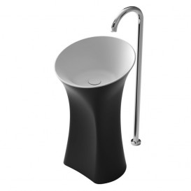 Раковина для ванной отдельностоящая цельнолитая с пьедесталом IStone Hola белый матовый/серый WD3864 rain cloud