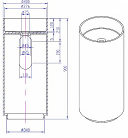 Раковина для ванной отдельностоящая цельнолитая с пьедесталом IStone Colleen серый тераццо WD38374 ASH