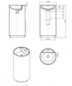 Раковина для ванної окремостояча цільнолита з п'єдесталом IStone Colleen 1 отвір для змішувача білий матовий WD38375