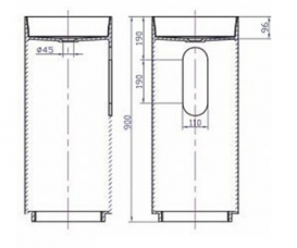 Раковина для ванної окремостояча цільнолита з п'єдесталом IStone Cube білий матовий WD38339