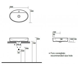 Раковина для ванної овальна Kerasan Cento накладна 50х35 см біла 355101