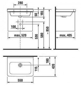 Раковина для ванной подвесая Jika Cubito 55 см керамика белый H8104220001091