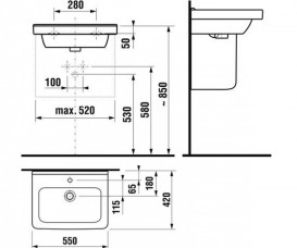 Раковина для ванной подвесая Jika Cubito perla 55 см керамика белый H8104221001041