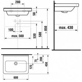 Раковина для ванной подвесая Jika Cubito 60 см керамика белый H8104230001091