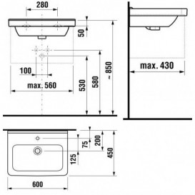Раковина для ванной подвесая Jika Cubito perla 60 см керамика белый H8104231001041