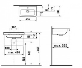 Раковина для ванной подвесая Jika Cubito perla 45 см керамика белый H8114221001041
