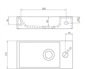Раковина для ванной подвесная AeT коллекция Acquafredda белый L319T0R1V2
