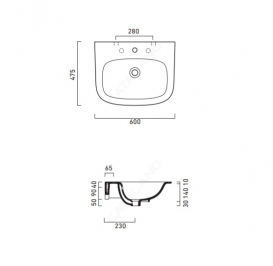 Раковина для ванної підвісна Catalano GREEN ONE 60х47 5 см 1 відп. під змішувач біла 160GRON00