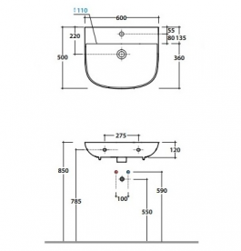 Раковина для ванної підвісна Globo STOCKHOLM 60x50x12 см без отворів під змішувач біла LA060.BI