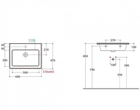 Раковина для ванної підвісна Globo FORTY3 60х47х14 см без отворів під змішувач біла FO060.BI