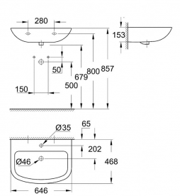 Раковина для ванної підвісна Grohe Bau Ceramic 65 альпін-білий 39420000