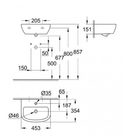 Раковина для ванної підвісна Grohe Bau Ceramic 45 альпін-білий 39424000