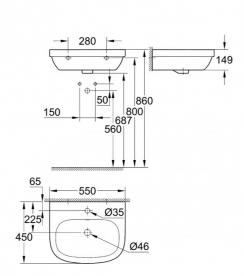 Раковина для ванної підвісна Grohe Euro Ceramic 55 альпін-білий 39336000