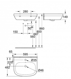 Раковина для ванної підвісна Grohe Euro Ceramic 60 з гігієнічним покриттям альпін-білий 3933500H