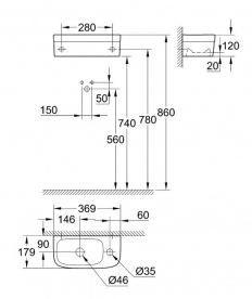 Раковина для ванной подвесная Grohe Euro Ceramic 37 см альпин-белый 39327000