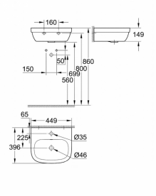 Раковина для ванної підвісна Grohe Euro Ceramic 45 см альпін-білий 39324000