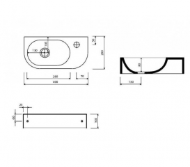Раковина для ванной Marmorin Elara 2 40х20 см литой камень белый 400 040 020 xx x