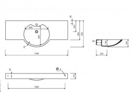 Раковина для ванной Marmorin Carme 130х55 см литой камень белый 260 130 020 xx x