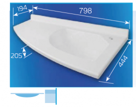 РАКОВИНА ДЛЯ ВАННОЙ ПОДВЕСНАЯ БУЛЬ-БУЛЬ PATRICIA правая БЕЛАЯ 6608401