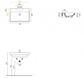 Раковина для ванной подвесная Catalano New Zero 75х50 керамическая цвет белый 175ZP00