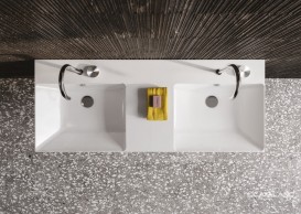 Раковина для ванної підвісна Catalano New Zero 150х50 з двома чашами керамічна колір білий глянцевий 1150ZEDUP00