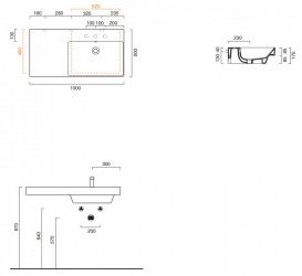 Раковина для ванной подвесная Catalano New Zero 100х50 керамическая чаша справа цвет белый 110DZEUP00