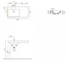 Раковина для ванной подвесная Catalano New Zero 100х50 керамическая чаша слева цвет белый 110SZEUP00