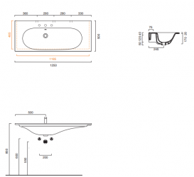 Раковина для ванної підвісна Catalano Impronta 125х50 кераміка колір білий 1125IMN00