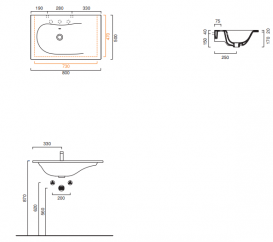 Раковина для ванної підвісна Catalano Impronta 80х50 кераміка колір білий 180IM00