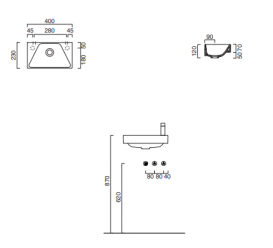 Раковина для ванної підвісна Catalano New Zero 40х23 керамічна біла 14023ZE00