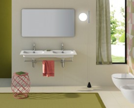 Раковина для ванної підвісна подвійна прямокутна Catalano Sfera 125х50 кераміка колір білий 1125SFD00