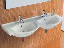 Раковина для ванної підвісна подвійна Hatria Sophie 50х125 см санфарфор білий Y0Q501