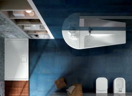 Раковина для ванной подвесная Hatria Grandangolo с отверстием под смеситель полка справа 130х50 см белый YXF501