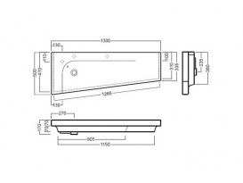 Раковина для ванной подвесная Hatria Grandangolo с отверстием под смеситель полка справа 130х50 см белый YXF501