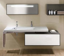 Раковина для ванної підвісна Hatria Grandangolo 150х50 см з двома отворами під змішувач білий YXNV01