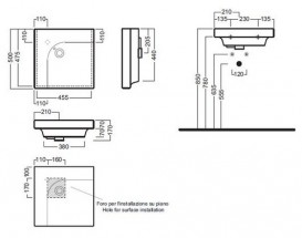 Раковина для ванної підвісна Hatria Grandangolo 50х50 см чаша справа білий YXFA01