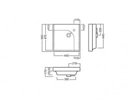 Раковина для ванной подвесная Hatria Grandangolo 50х50 см чаша слева белый YXFB01