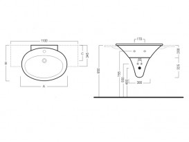 Раковина для ванної накладна / підвісна Hatria Sculture 58.5x110 см санфарфор білий YR3801